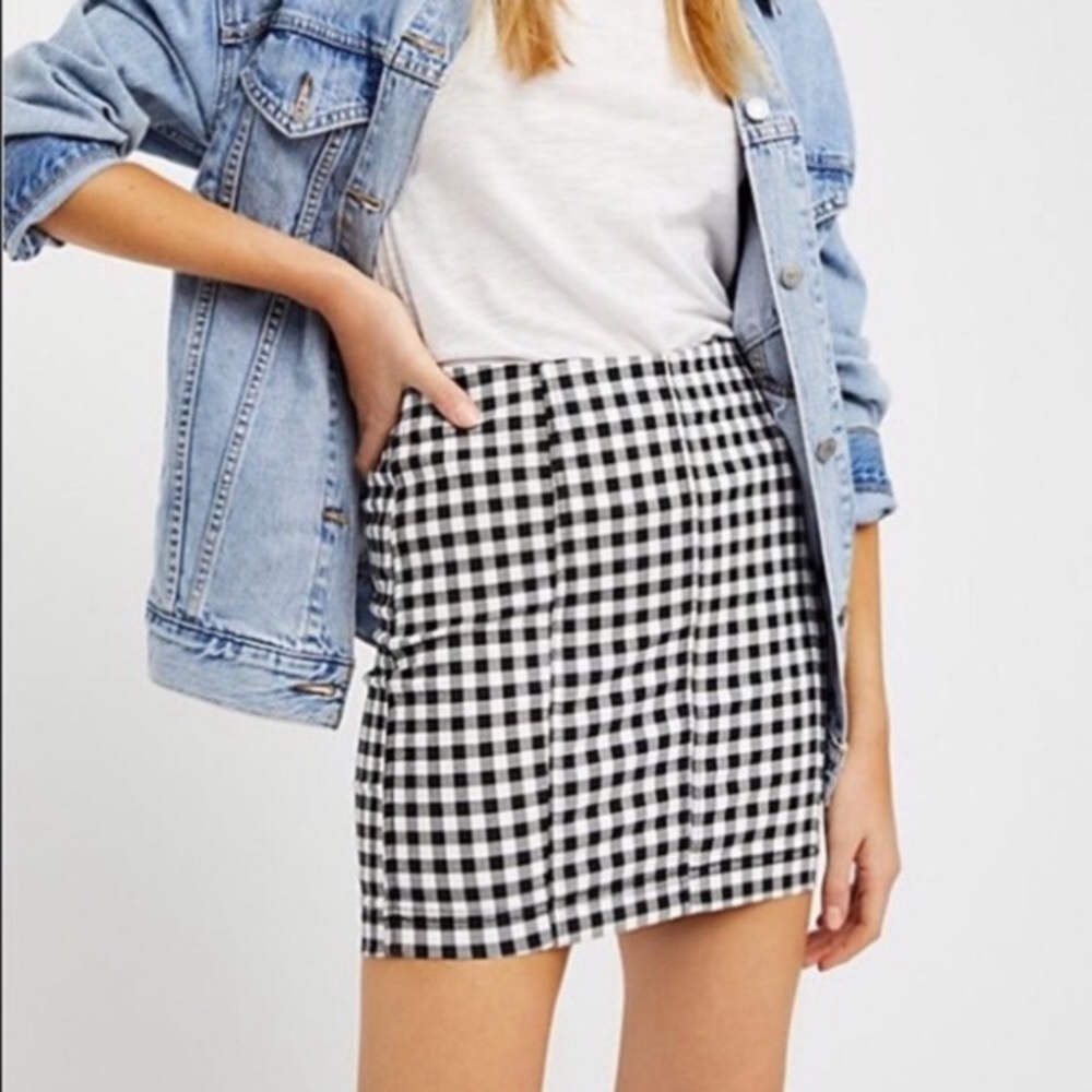 Free People Modern Femme Checkered Gingham Skirt